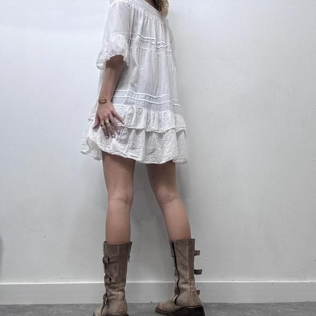 Sheer white cotton dress