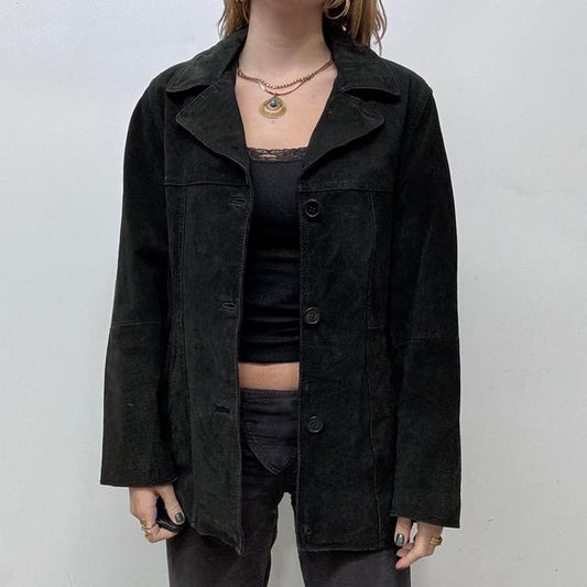 Black suede blazer jacket