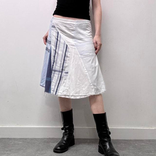 Archival pinstripe patchwork summer skirt