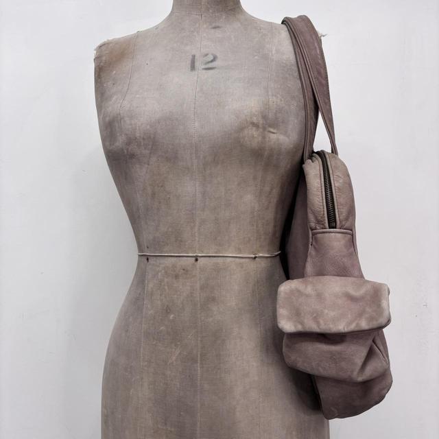 Slouchy pink leather cargo bag
