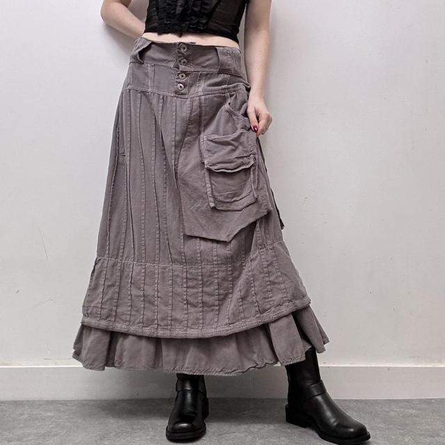 Pinstripe archival cargo maxi skirt