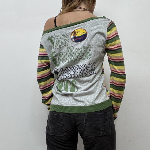 Vintage slouchy rainbow striped graphic cardigan