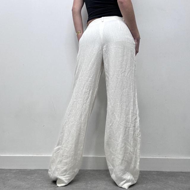 Flared wide leg linen trousers