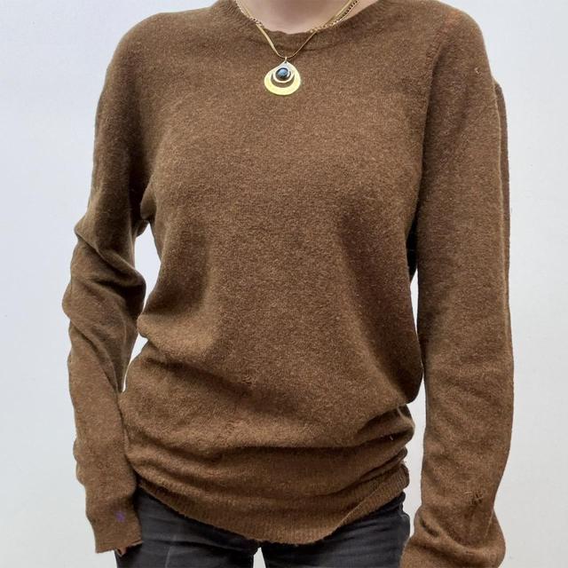 Brown wool distressed jumper