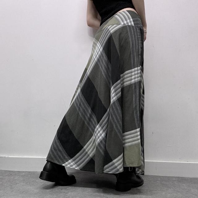 Oversized print tartan checked maxi skirt