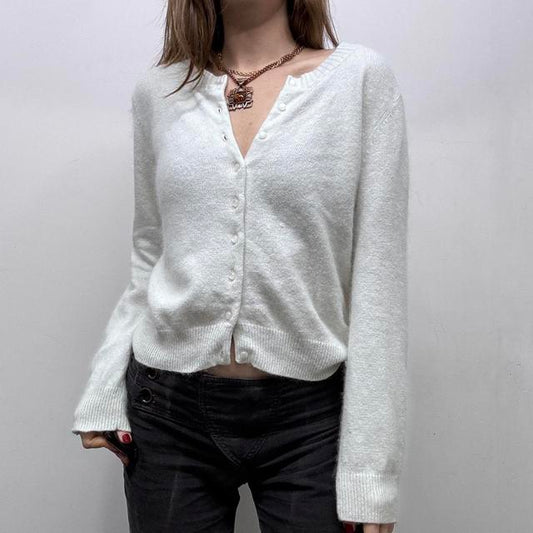 White fluffy knit angora cardigan