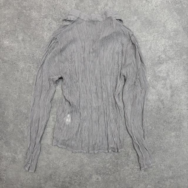 Sheer pinstripe ruffle shirt