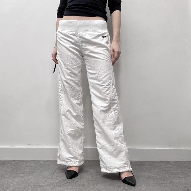 White flared wide leg trackies