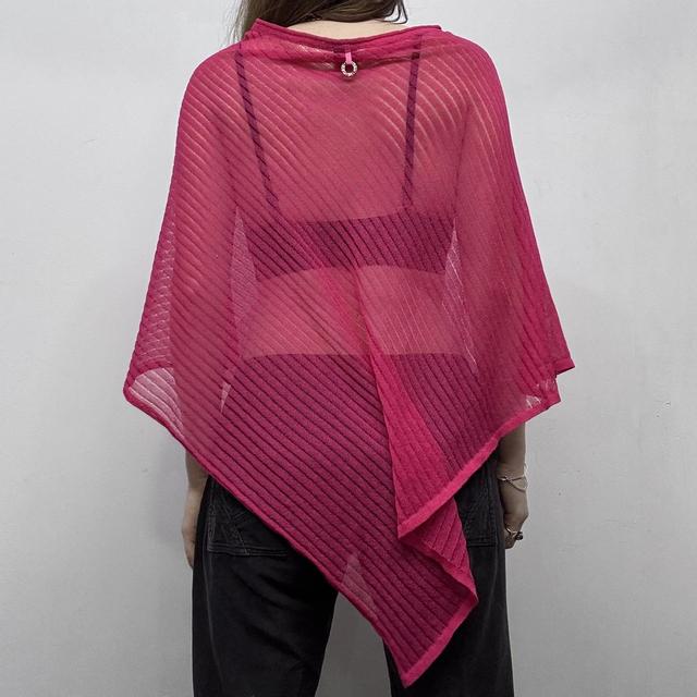 Sheer pink knit Save the Queen cape poncho