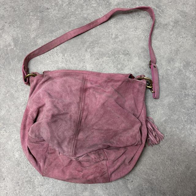 Diamonte pink suede satchal bag
