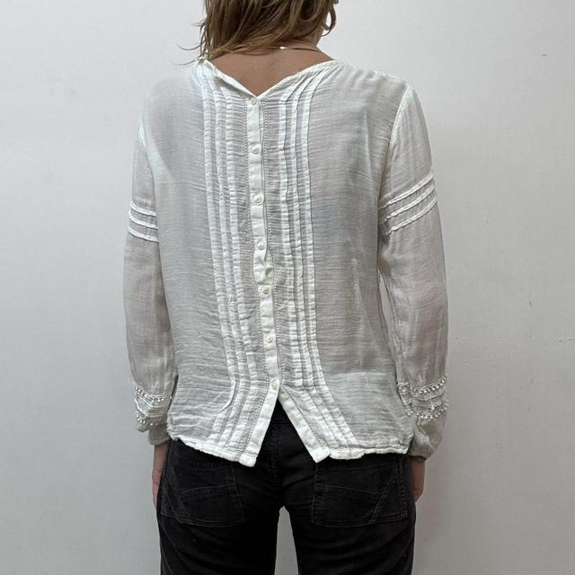 Sheer white crochet lace blouse