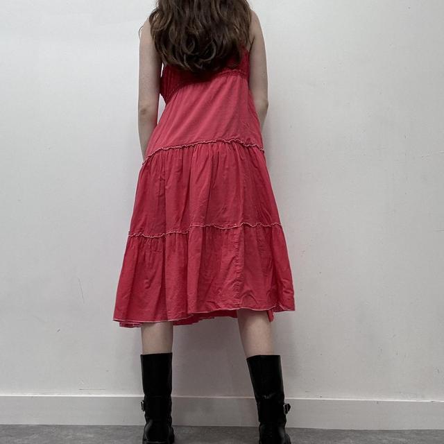 Red lace tiered summer dress