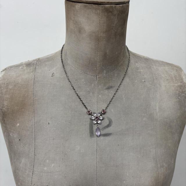 Pink gemstone fairy flower necklace