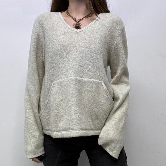 Cream knitted slouchy jumper