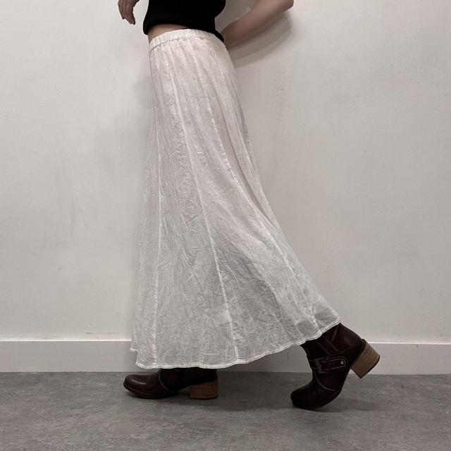 White cotton flared maxi skirt