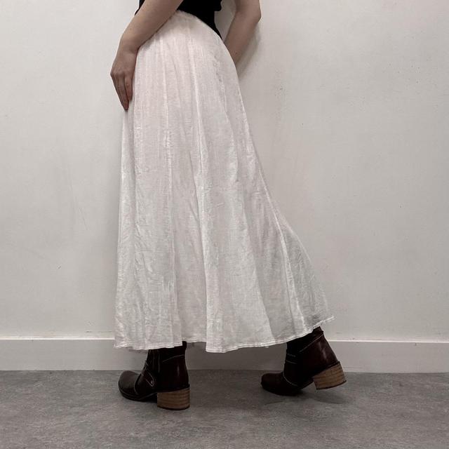 White cotton flared maxi skirt