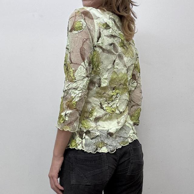Sheer layered crinkle fairy pixie leaf top