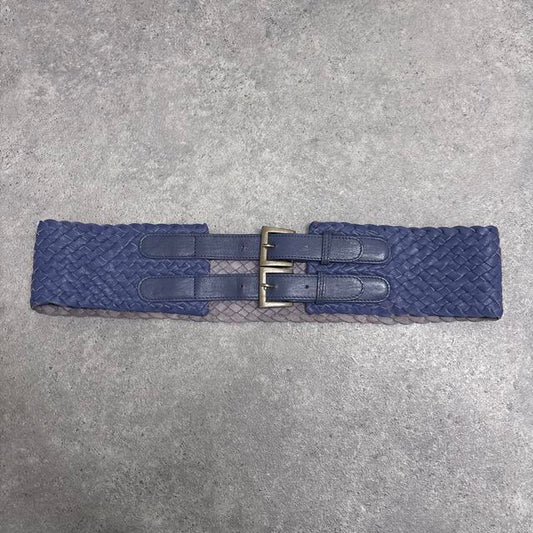 Woven leather chunky belt