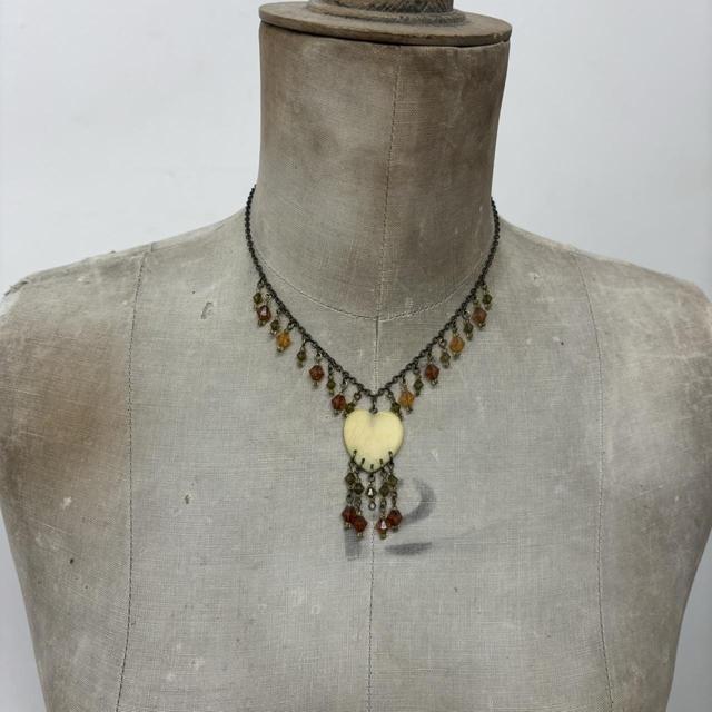 Brown gemstone heart necklace