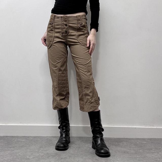 Tan brown cropped flare utility pants