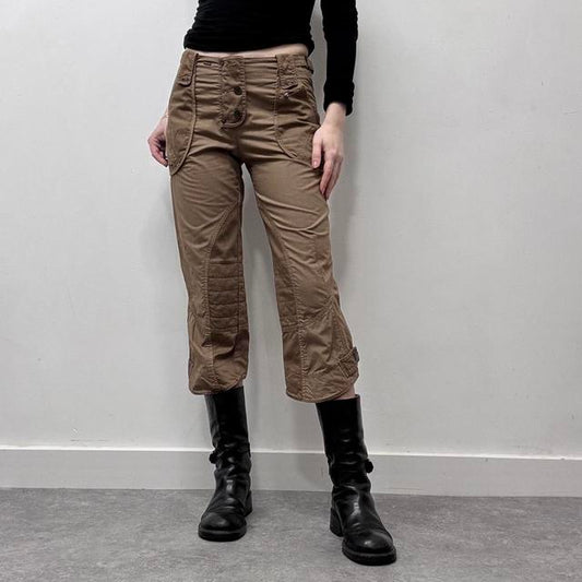 Tan brown cropped flare utility pants