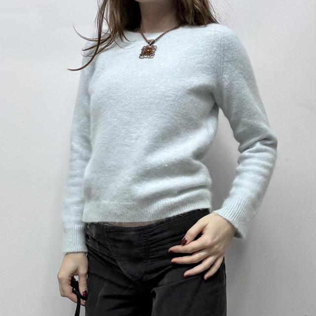 Soft fluffy blue angora jumper