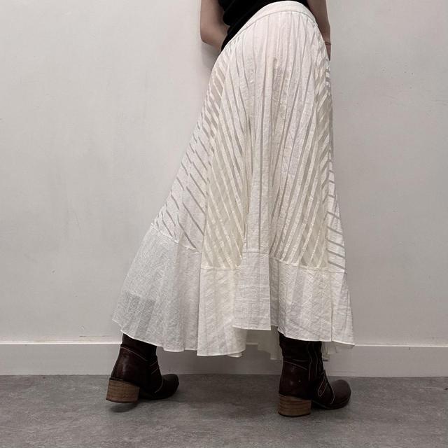Pinstripe asymmetric maxi skirt