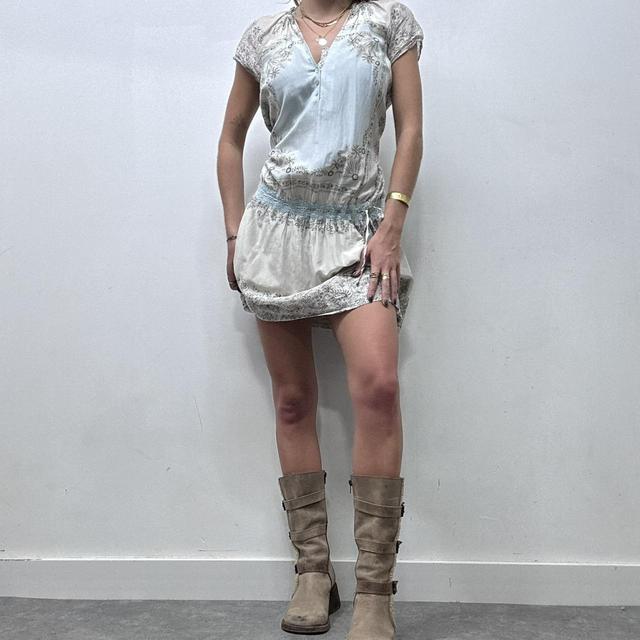 Lace paisley floral mini dress