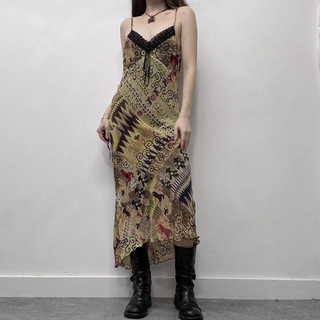 Sheer silk graphic flutter dress