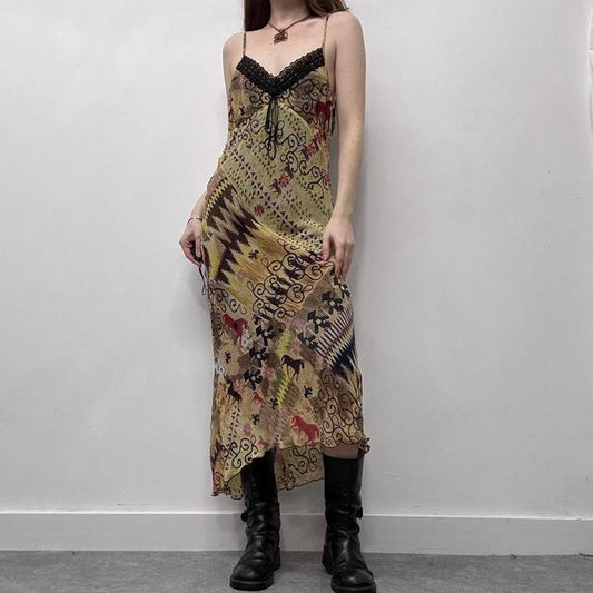 Sheer silk graphic flutter dress