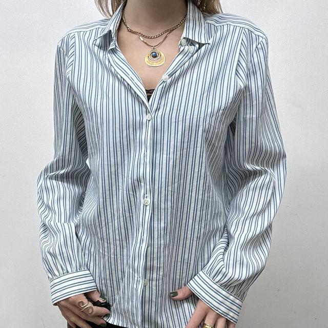 Preppy blue pinstripe shirt
