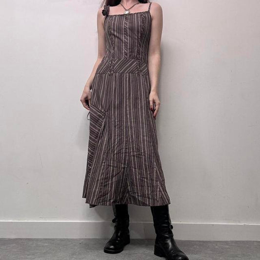 Vintage pinstripe aline maxi dress