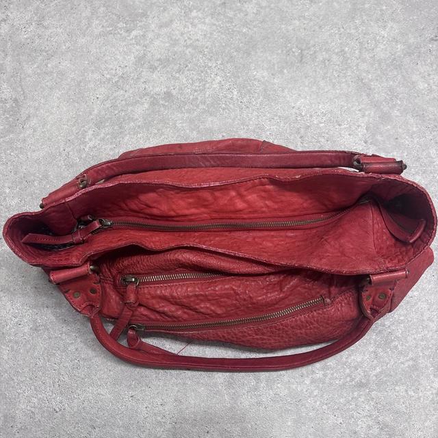 Oversized red slouchy leather bag