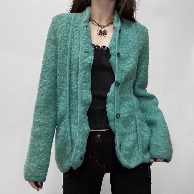 Green slouchy wool cardigan