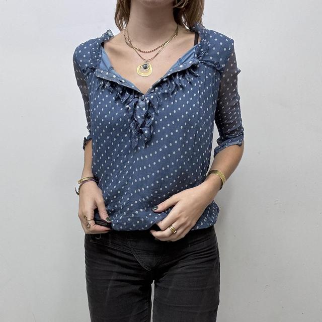 Vintage polka dot sheer silk blouse