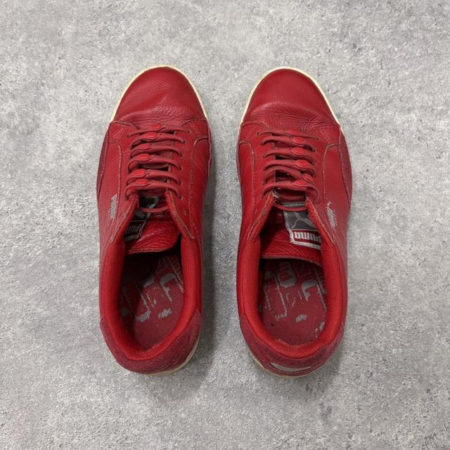 Red leather puma trainers