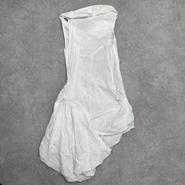 Puff balloon gathered asymmetrical dress