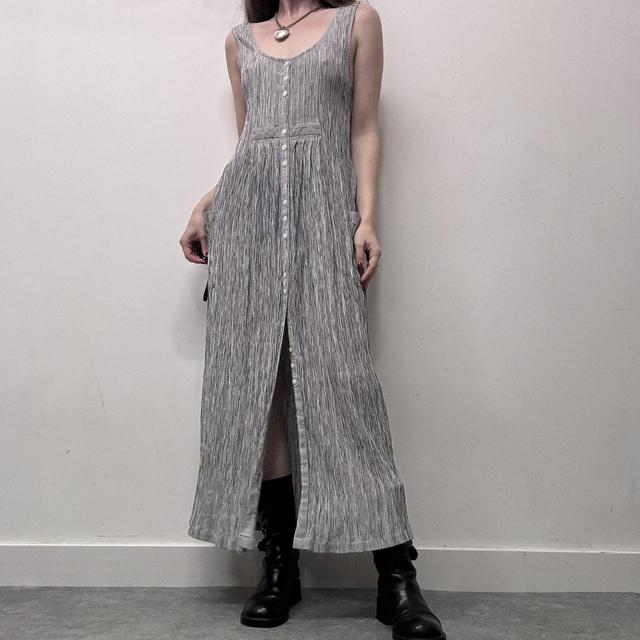 Crinkle pinstripe maxi dress