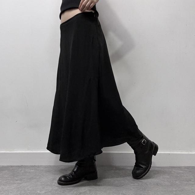 Black sheer layered midi skirt