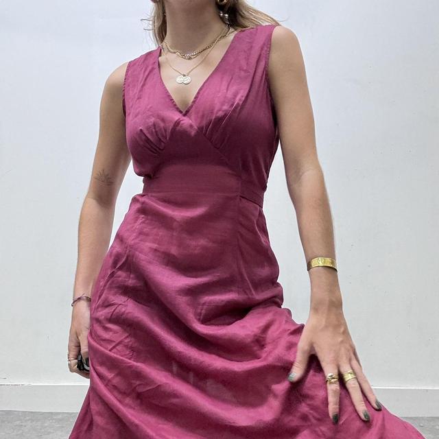Coquette pink layered flared midi dress