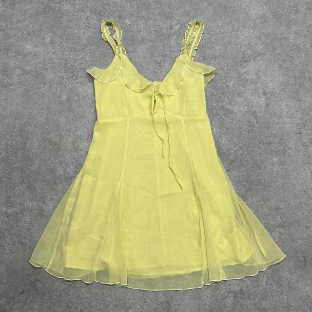 Sheer yellow ruffle mini dress