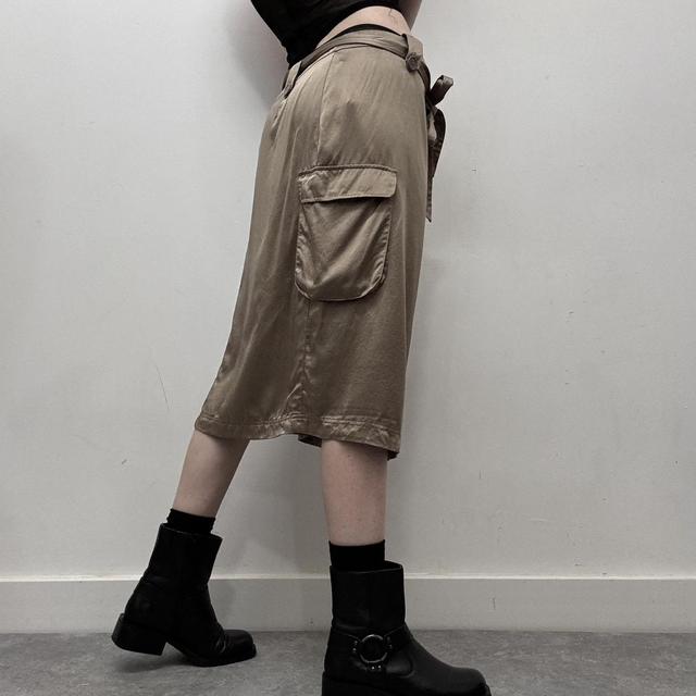 Silk cargo midi skirt