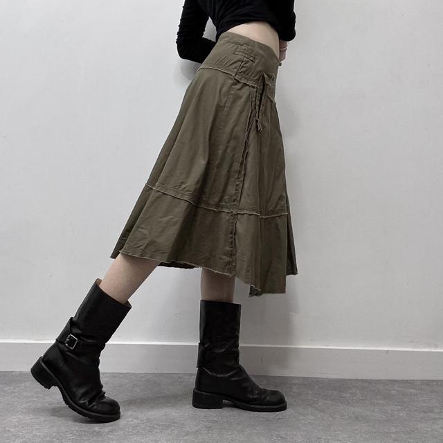 Khaki utility flared cargo skirt