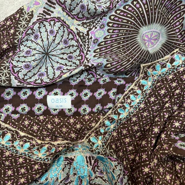 Brown silk patterned beach dress