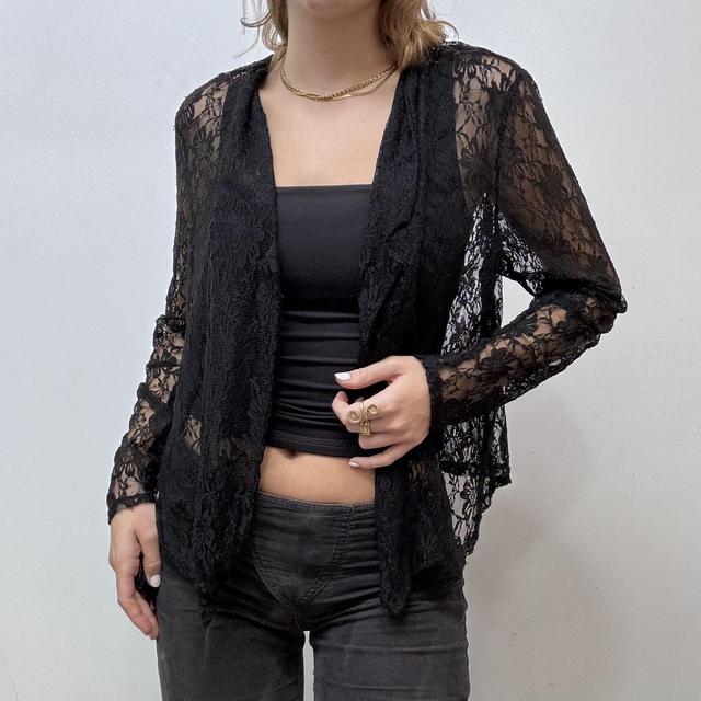 Black lace gothic drape top