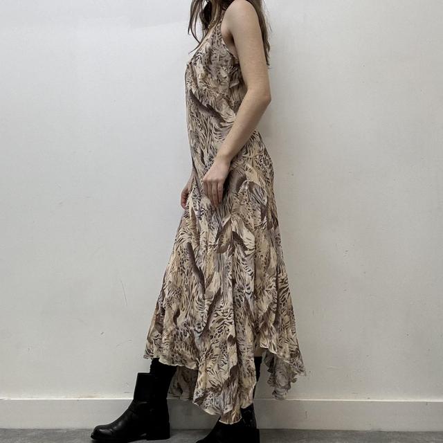 Bias cut handkercheif animal print dress