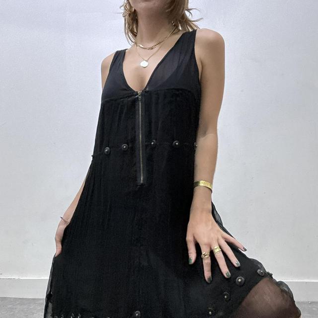 Sheer layered crinkle grunge dress