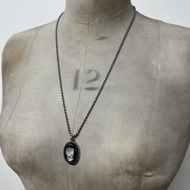 Gothic sterling silver cameo necklace