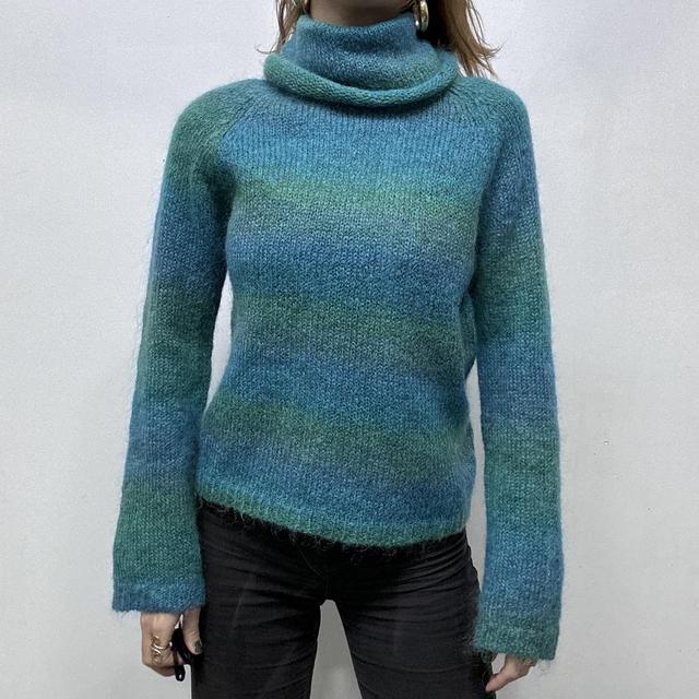 Blue striped mohair knit jumper