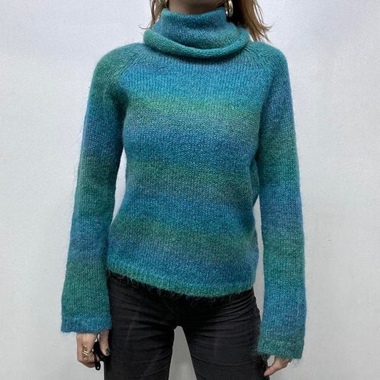 Blue striped mohair knit jumper